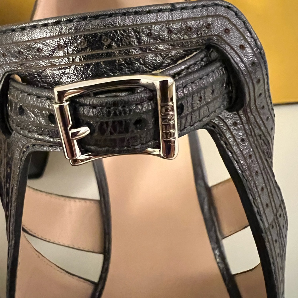 Authentic Fendi Charcoal Cut-out Mary Jane Pumps, Size 7 - Picture 8 of 14